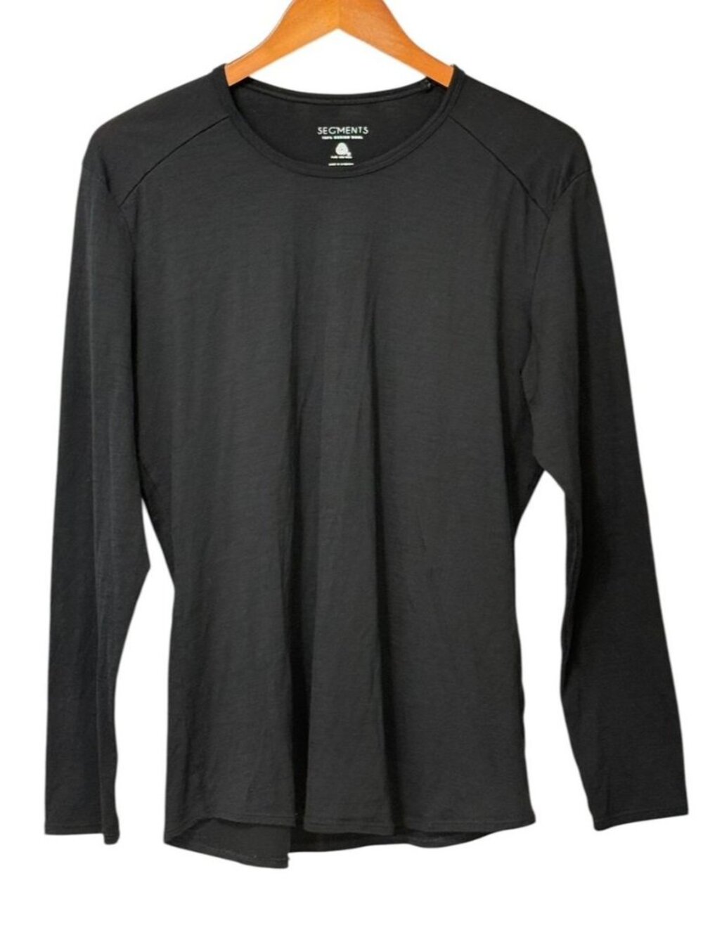 Segments Women's Merino Wool Top Black Long Sleeve Round Neck Base Layer Size XL